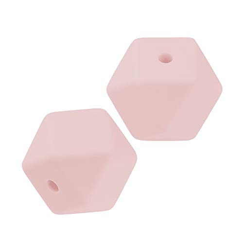 Schnulli-Silikon Perle sechseck 14 mm, rose, Btl. à 3 St. von Hobbyfun