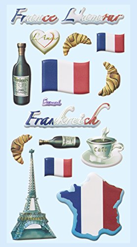 Softy-Sticker, Frankreich, Eifelturm, Baguette,Weinflasche,Fahne von Hobbyfun
