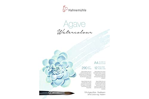 Hahnemühle Agave Watercolour, nachhaltiges Aquarellpapier aus Sisalfasern, 290 g/m², matte Oberfläche, naturweiß, DIN A4 von Hahnemühle