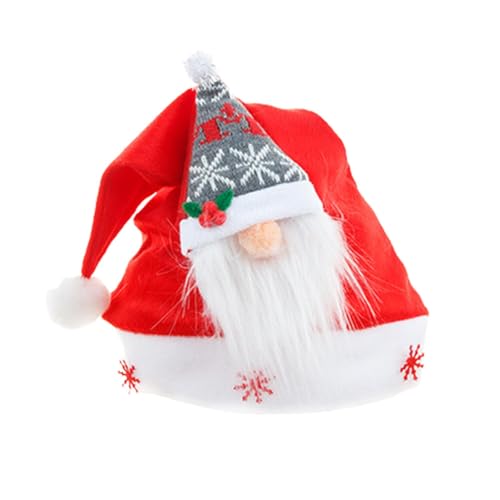 Hobngmuc Weihnachtsmützen Weihnachtspartyhut - Rote flauschige Zwergen-Design-Mützen | Übergroße Weihnachtskopfbedeckung, flauschige Weihnachtsmannmütze für Kinder, Jungen, Mädchen, Kinder von Hobngmuc