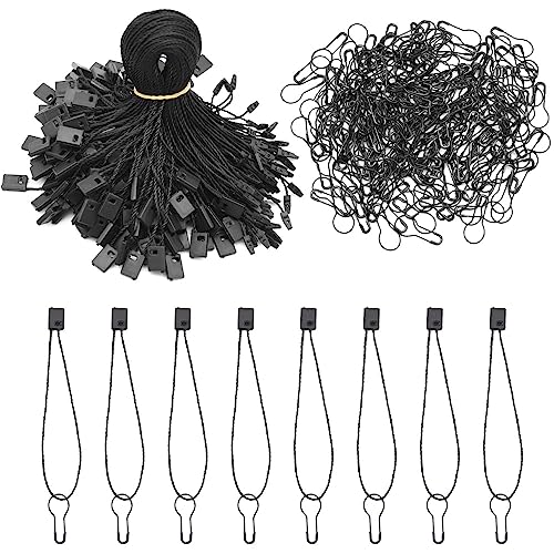 Hocansen 1000 Stück Nylonschnur und 1000 Stück Sicherheitsnadeln Metall Birnennadeln mit Tag Schnur für Kleidung Hängeetiketten,Geschenkanhänger (BQ+GS/Black) von Hocansen