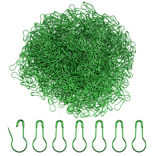 Hocansen 1000 Stück Sicherheitsnadeln Metallkürbisnadel 22mm Birnenförmige Snadeln Calabash Pin für Maschenmarkierer,Stricken,Nähzubehör(Grün/HL) von Hocansen