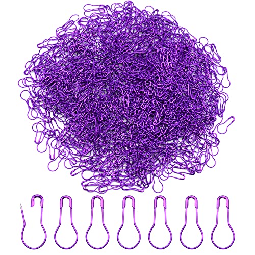 Hocansen 1000 Stück Sicherheitsnadeln Metallkürbisnadel 22mm Birnenförmige Snadeln Calabash Pin für Maschenmarkierer,Stricken,Nähzubehör(Lila/HL) von Hocansen