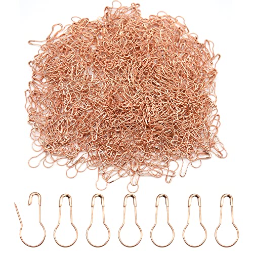 Hocansen 1000 Stück Sicherheitsnadeln Metallkürbisnadel 22mm Birnenförmige Snadeln Calabash Pin für Maschenmarkierer,Stricken,Nähzubehör(Roségold/HL) von Hocansen