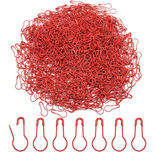 Hocansen 1000 Stück Sicherheitsnadeln Metallkürbisnadel 22mm Birnenförmige Snadeln Calabash Pin für Maschenmarkierer,Stricken,Nähzubehör(Rot/HL) von Hocansen