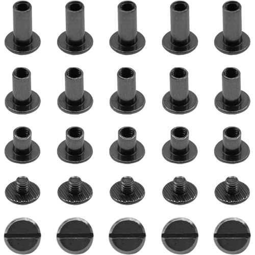 Hocansen 150 Stück Buchschrauben Edelstahl Chicago Schrauben Binding Hülsenmutter Nieten Nagel Rivet Chicago Button für Leder Dekoration Bookbinding (ZD-D/Gunmetal) von Hocansen