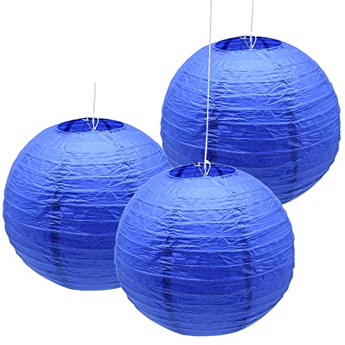 Hocansen 3 Stück Papierlaterne 12 in chinesische Laternen Papierlaterne Runde Laternen zum Aufhängen Dekoration (12in/Jewel Blue) von Hocansen