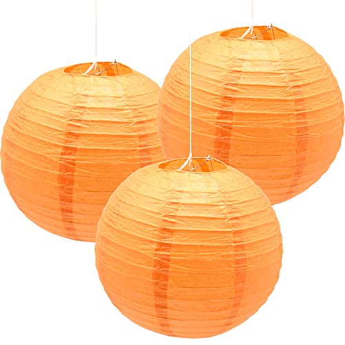 Hocansen 3 Stück Papierlaterne 12 in chinesische Laternen Runde Papierlaternen zum Aufhängen Dekoration (12in/Orange) von Hocansen