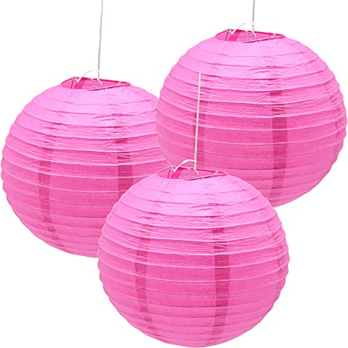 Hocansen 3 Stück Papierlaterne 12in Chinesische Laternen Runde Papierlaternen Hängende Dekoration (12in/Rose) von Hocansen