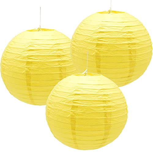 Hocansen 3 Stück Papierlaternen, chinesische Laternen, runde Papierlaternen, zum Aufhängen, Dekoration für Partys, Hochzeiten, Geburtstage, Festivals, Party-Dekorationen (12 in/Gelb) von Hocansen