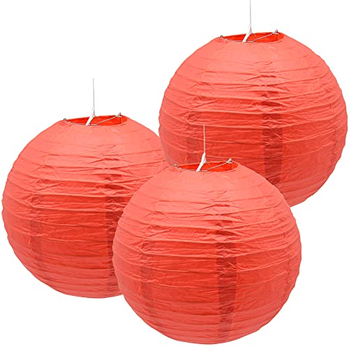 Hocansen 3 Stück Papierlaternen, chinesische Laternen, runde Papierlaternen, zum Aufhängen, Dekoration für Partys, Hochzeiten, Geburtstage, Festivals, Party-Dekorationen (12in/Rot) von Hocansen