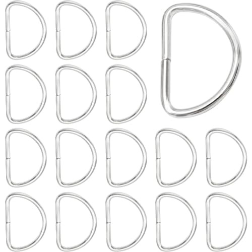 Hocansen 30 Stück D Ring 32mm Metallringe Schnallen Silber Swpeet D Ringe Halbringe Schlüsselanhänger D Ring Karabiner für Taschen,Rucksackund (32mm/DK) von Hocansen