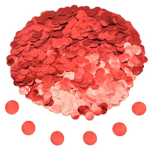 Hocansen 50 g/1,76 oz rundes Konfetti 15 mm, mehrfarbig, Tischkonfetti mit Pailletten, Tischkonfetti mit Punkten, Dekoration für Ballons, Hochzeiten, Partys (Rot/ZX-YX) von Hocansen