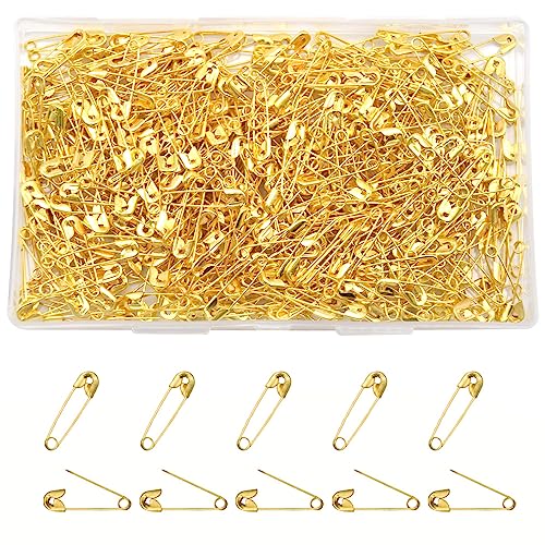 Hocansen 500 Stück Sicherheitsnadeln 20mm klein Mini Sicherheitsnadeln aus Metall für Nähen und Basteln Zubehör(Gold/BZ) von Hocansen