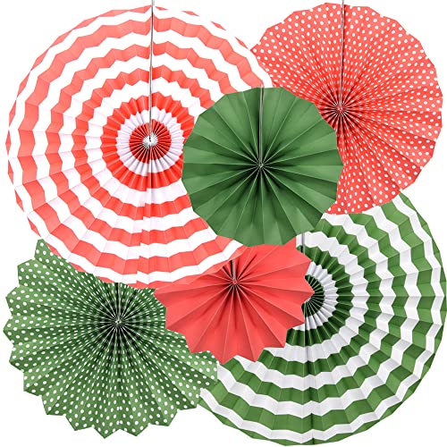 Hocansen 6 Stück Papierfächer Deko 20/30/40cm Hängende Papier Fächer Dekoration Runde Gestreifte Papierfächer für Party, Geburtstag, Festival (Farbe/ZS) von Hocansen