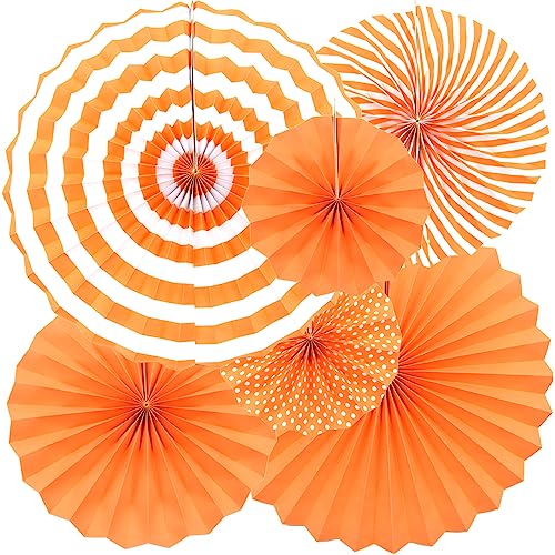 Hocansen 6 Stück Papierfächer Deko 20/30/40cm Hängende Papier Fächer Dekoration Runde Gestreifte Papierfächer für Party, Geburtstag, Festival (Orange/ZS) von Hocansen