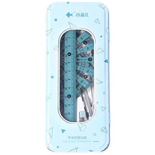 Hoce 7-teiliges Mathe-Geometrie-Set mit Etui, inklusive Lineal, Radiergummi, Winkelmesser, Kompass, Bleistiftmine, Geodreiecke, Blau Hoce 7-teiliges Mathe-Geometrie-Set mit Etui, inklusive Lineal, Radiergummi, Winkelmesser, Kompass, Bleistiftmine, Geodreiecke, Blau von Hoce
