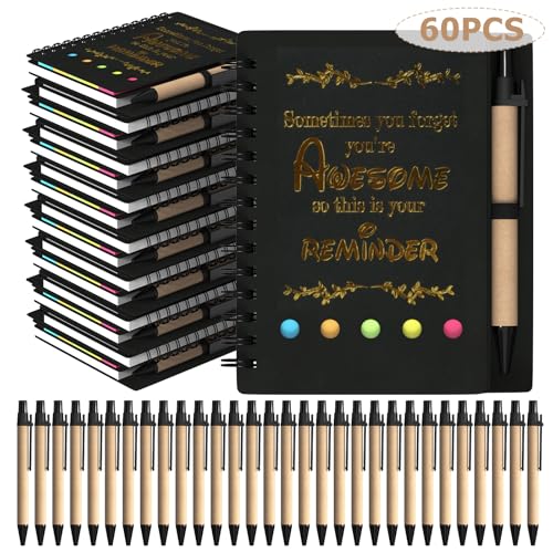 HochoLii Spiral Notizbücher Sets Inspirative Zeitschriften mit Ermutigung Notizblock für Schullehrer Mitarbeiter (Awesome Zeichen, schwarz, 60 pcs) von HochoLii