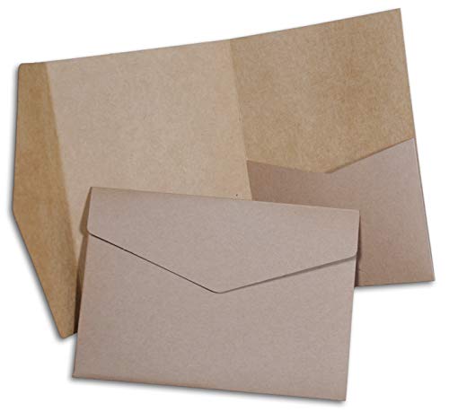 Hochzeit DIY Pocketfold Einladungskarten blanko mit Umschlägen - 20 Stück, Größe B6 - Kraftpapier Karten, Klappkarten, Kartenset zum Selbstgestalten - personalisierte Einladungen von Hochzeit DIY