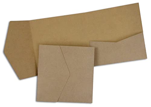 HOCHZEIT DIY Pocketfold Einladungskarten blanko mit Umschlägen - 20 Stück, Größe quadratisch - Kraftpapier Karten, Klappkarten, Kartenset zum Selbstgestalten - personalisierte Einladungen von Hochzeit DIY