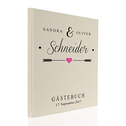 Gästebuch Hochzeit Nr. 133 Personalisiert in Buchbinderleinen (Creme) von Hochzeitideal