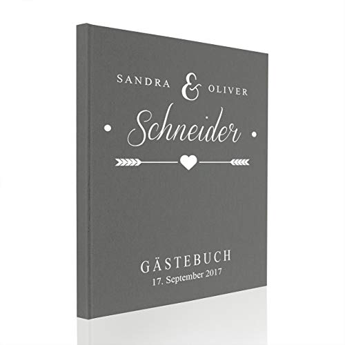 Gästebuch Hochzeit Nr. 133 Personalisiert in Buchbinderleinen (Grau) von Hochzeitideal
