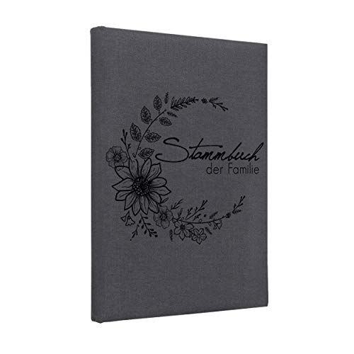 Hochzeitideal, Stammbuch der Familie Serie Boho Leinen dunkelgrau (Motiv3) von Hochzeitideal