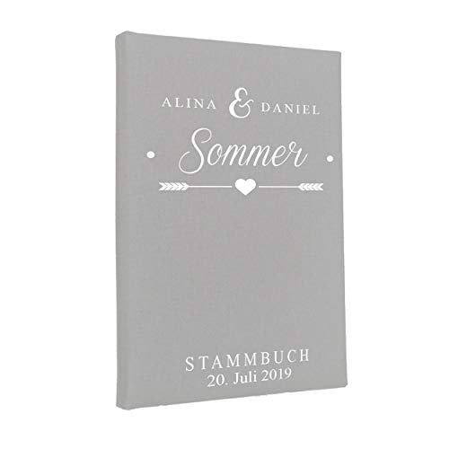 Hochzeitideal Stammbuch der Familie, Familienstammbuch, Buchbinderleinen, Nr. 133 inkl. Personalisierung (Hellgrau) von Hochzeitideal