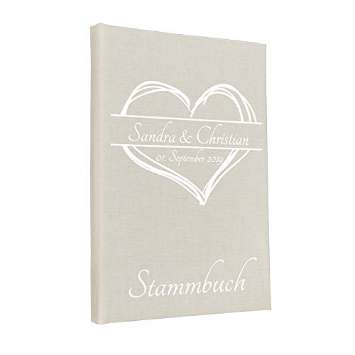 Hochzeitideal Stammbuch der Familie, Familienstammbuch aus Buchbinderleinen, Nr. 161 inkl. Personalisierung (Creme) von Hochzeitideal
