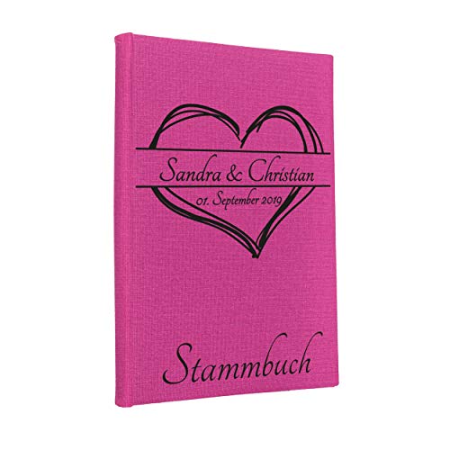 Hochzeitideal Stammbuch der Familie, Familienstammbuch aus Buchbinderleinen, Nr. 161 inkl. Personalisierung (Fuchsia) von Hochzeitideal