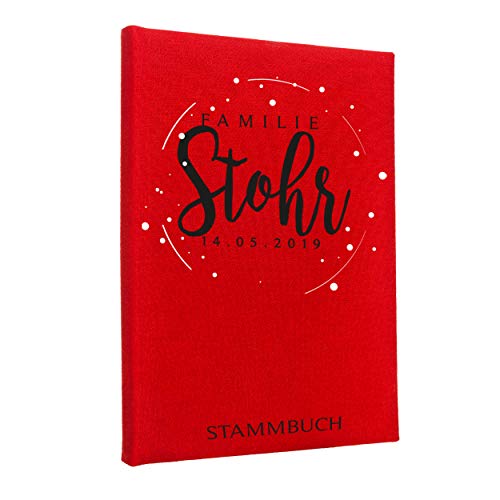 Hochzeitideal Stammbuch der Familie, Familienstammbuch aus Buchbinderleinen, Nr. 182 inkl. Personalisierung (Rot) von Hochzeitideal