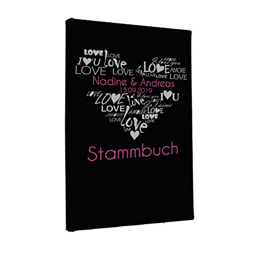 Hochzeitideal Stammbuch der Familie, Familienstammbuch aus Buchbinderleinen, Nr. 21 inkl. Personalisierung (Schwarz) von Hochzeitideal