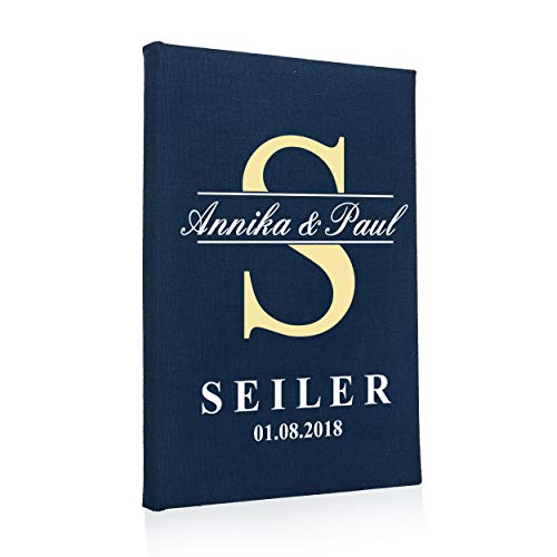 Hochzeitideal Stammbuch der Familie A4 inkl. Personalisierung Bezug Leinen Nr. 79 (Dunkelblau) von Hochzeitideal