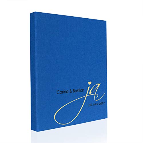 Hochzeitideal Stammbuch der Familie A5 aus Buchbinderleinen, inkl. Personalisierung, Nr. 128 (Blau) von Hochzeitideal