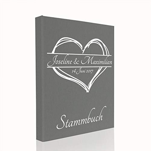 Hochzeitideal Stammbuch der Familie A5 aus Buchbinderleinen, inkl. Personalisierung, Nr. 161 (Grau) von Hochzeitideal