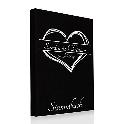Hochzeitideal Stammbuch der Familie A5 aus Buchbinderleinen, inkl. Personalisierung, Nr. 161 (Schwarz) von Hochzeitideal