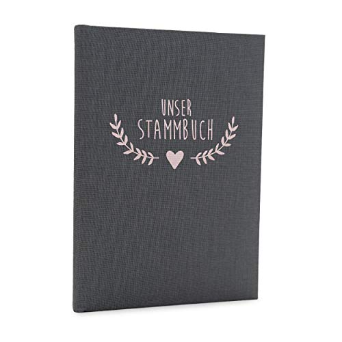 Hochzeitideal – Stammbuch der Familie Boho grau 21,0 cm x 15,0 cm - Buchbinderleinen Stammbuch Hochzeit - Familienbuch Standesamt mit 6-fach Ringmechanik für Urkunden mit Behördenlochung von Hochzeitideal
