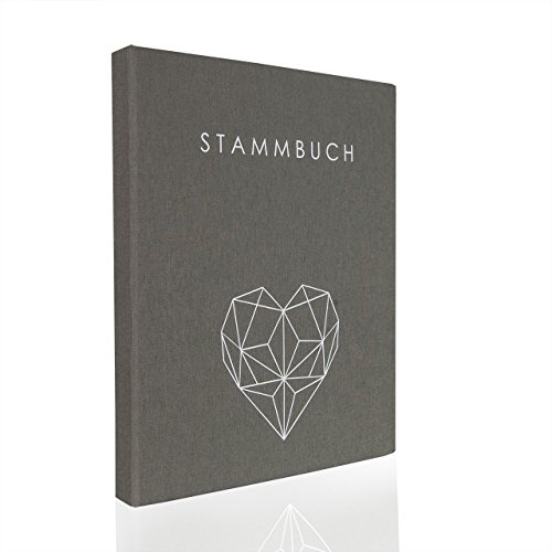 Hochzeitideal - Stammbuch der Familie Geometric grau DIN A5 - Buchbinderleinen Stammbuch Hochzeit - Familienbuch Standesamt mit 4-Fach Ringmechanik & 3 Klarsichthüllen von Hochzeitideal