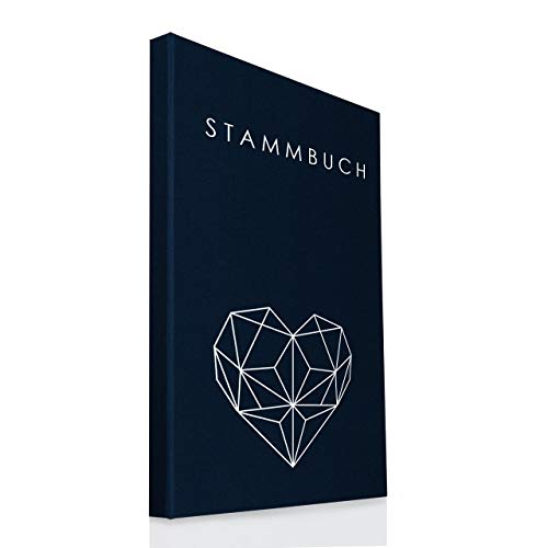 Hochzeitideal – Stammbuch der Familie Serie Geometric Dunkelblau DIN A4- Buchbinderleinen Stammbuch Hochzeit - Familienbuch Standesamt mit 4-fachRingmechanik 3 Klarsichthüllen von Hochzeitideal