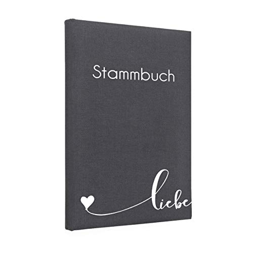 Hochzeitideal – Stammbuch der Familie Serie Liebe grau 21,0 cm x 15,0 cm - Buchbinderleinen Stammbuch Hochzeit - Familienbuch Standesamt mit 6-Fach Ringmechanik für Urkunden mit Behördenlochung von Hochzeitideal