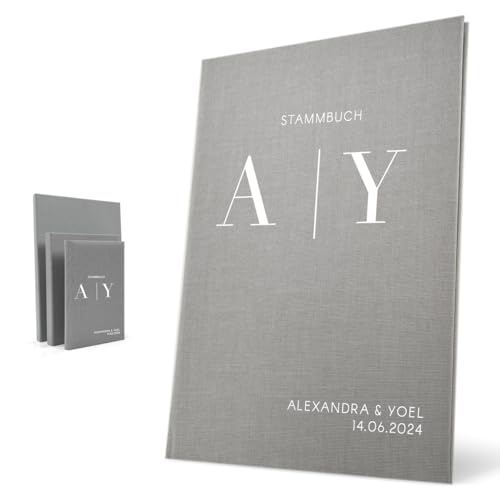 Hochzeitideal Stammbuch der Familie 'Luna' Nr. 310 inkl. Personalisierung (Hellgrau, A5 mit 4-Fach Ringmechanik) von Hochzeitideal