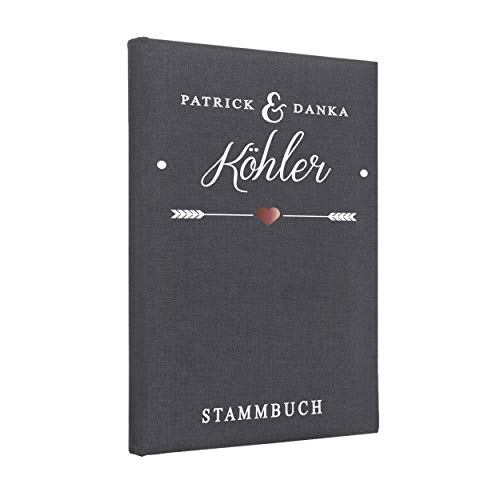 Hochzeitideal Stammbuch der Familie, Familienstammbuch, Buchbinderleinen grau, Nr. 133 inkl. Personalisierung von Hochzeitideal