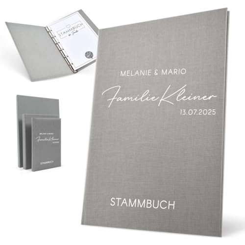 Stammbuch der Familie 'Helena' Nr. 305 inkl. Personalisierung (hellgrau, klassisch 6-fach Ringmechanik) von Hochzeitideal