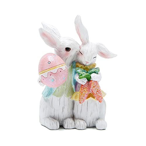 Hodao 3 Stück Osterhasen-Familiendekorationen, Frühling, Ostern, Kaninchen, Dekorationen, Tischdekorationen, für Party, Zuhause, Urlaub, niedliche Hase, Ostertag, Dekorationen (weißes Paar) von Hodao