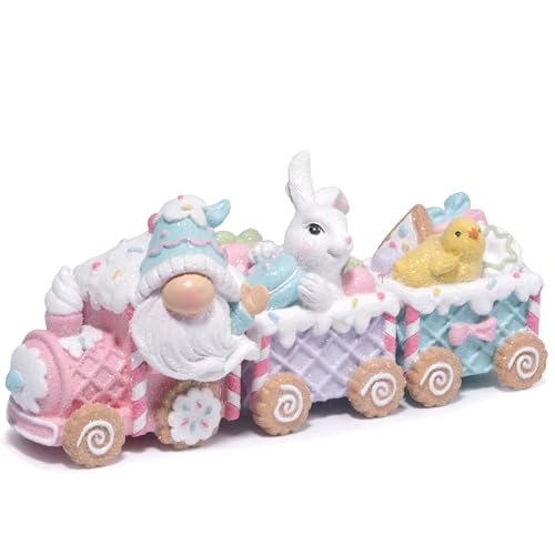 Hodao Oster-Zwerge, Zug-Dekoration, Bunte Lebkuchen-Figuren für den Tisch, Frühlingshasen-Geschenke, Dekoration für Zuhause, Party, 21 cm (Mehrfarbig) von Hodao