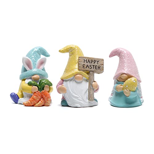 Hodao Set mit 3 Oster-Zwergen Dekor Harz Osterhase Handgemachte Frühling Osterelfe Geschenke für Kinder/Frauen/Männer, Ostern Zwerge Dekorationen für die Home Party von Hodao