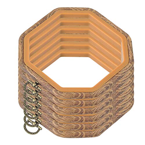 6 Stück 14 cm Mini-Holzimitat Kunststoff Kreis achteckiger Stickrahmen Kreuzstich Hoop Ring für DIY Kunst Handwerk handliches Nähen von Hodeacc