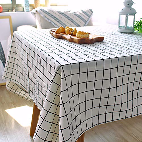 Hodeacc Karierte Tischdecke, Baumwoll-Leinen-Tischdecke, weiß/schwarz, kariert, lichtecht, staubdicht, waschbar, Tischdecke für Küche, Esszimmer, Party, Hochzeit, 140 x 220 cm Hodeacc Karierte Tischdecke, Baumwoll-Leinen-Tischdecke, weiß/schwarz, kariert, lichtecht, staubdicht, waschbar, Tischdecke für Küche, Esszimmer, Party, Hochzeit, 140 x 220 cm von Hodeacc