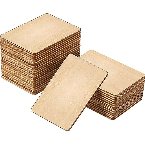 Hodeffior 50 Stück unlackierte quadratische Holzscheiben, blanko, 8,9 x 5,8 cm, rechteckige Chips für Malerei, DIY, Handwerk, Dekoration von Hodeffior