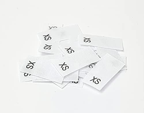 Hödtke Vertrieb 25 Textiletiketten in verschiedenen Buchstabengrößen von XXS-3XL auf Mischband (XS) von Hödtke Vertrieb
